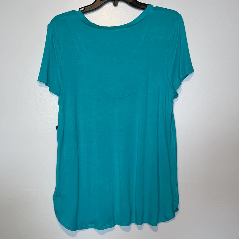 Cuddl Duds Short Sleeve T-Shirt(top only) Aqua Medium - Picture 6 of 7